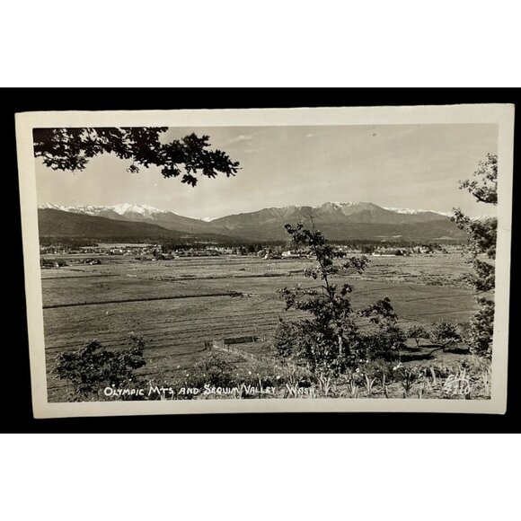 Olympic Mountains RPPC Postcard Vintage Sequim Valley WA North Peninsula - Picture 1 of 6